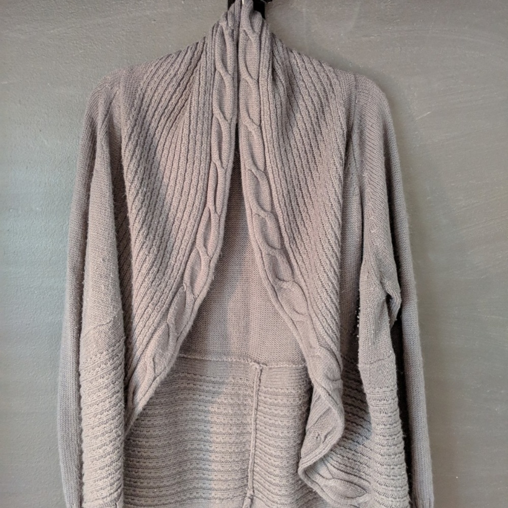 Dark gray open front cable cardigan sz 2X